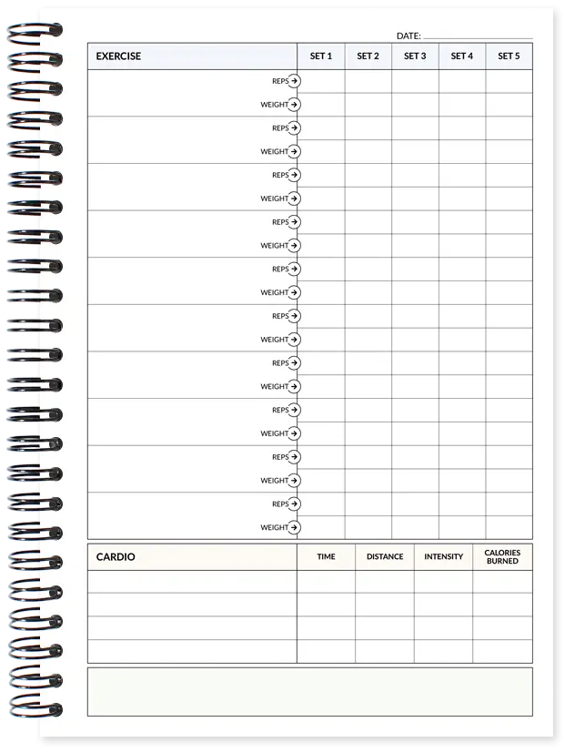 An image showing the inside log page of our personal trainer client log books